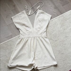 Cream Lace Detail Romper